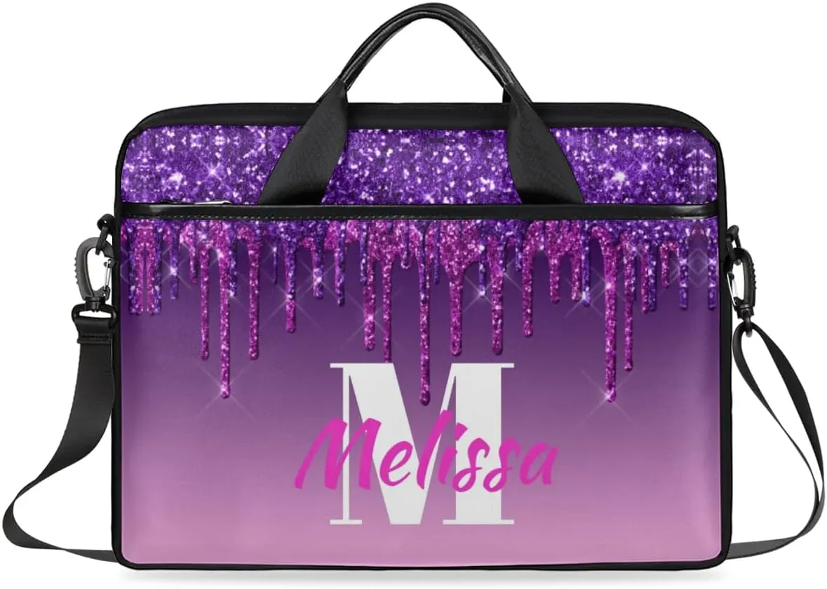 Custom Laptop Bag 15 Inch with Name Personalized Laptop Shoulder Bag for Women Men Gifts - Rainbow Dripping