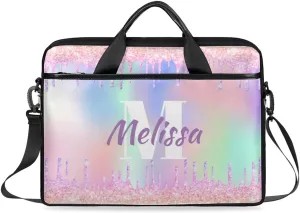 Custom Laptop Bag 15 Inch with Name Personalized Laptop Shoulder Bag for Women Men Gifts - Rainbow Dripping