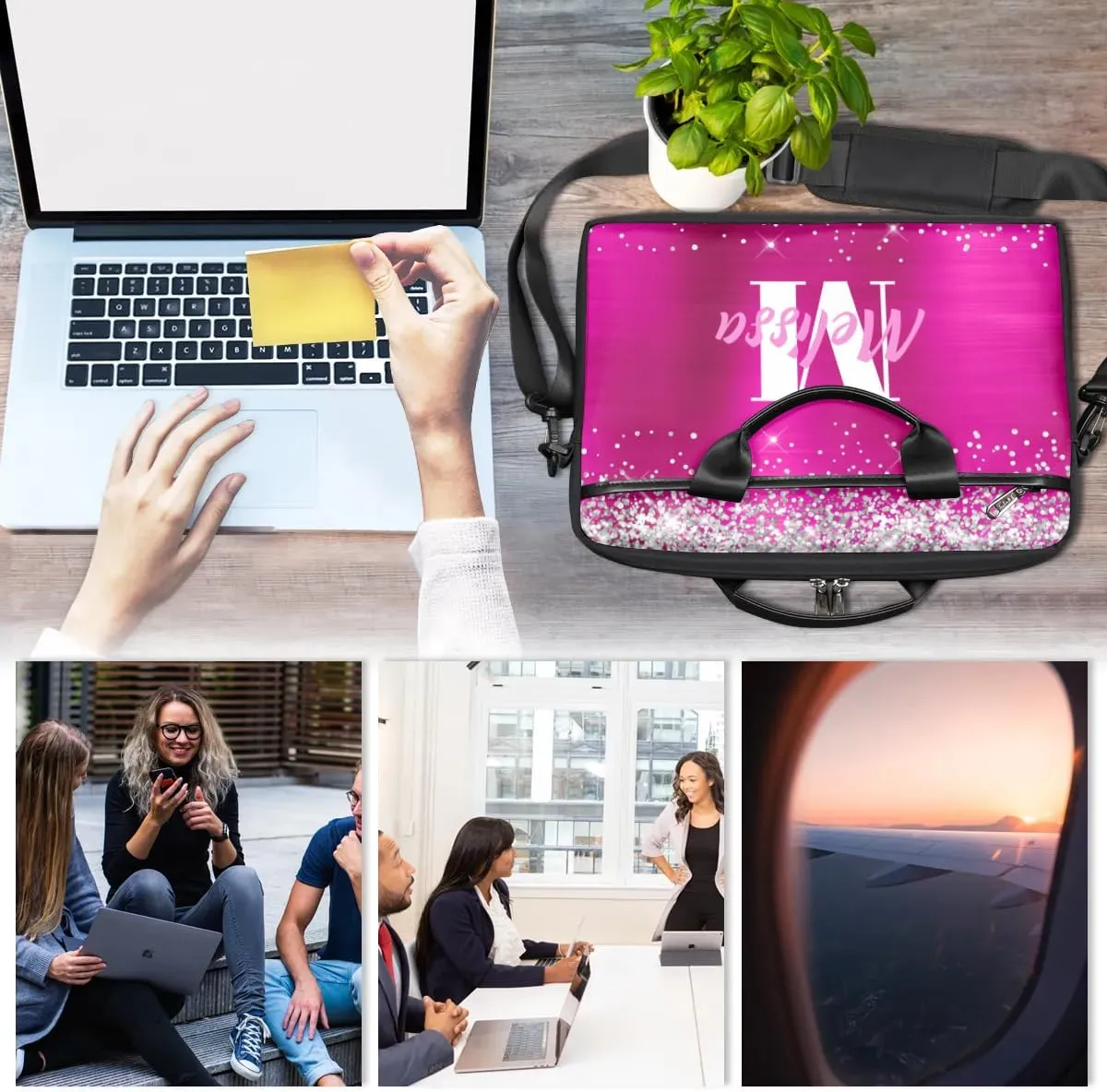 Custom Laptop Bag 15 Inch with Name Personalized Laptop Shoulder Bag for Women Men Gifts - Rainbow Dripping