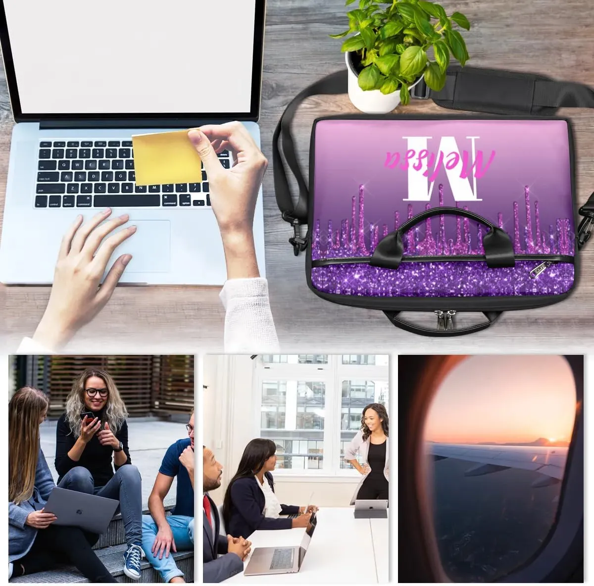 Custom Laptop Bag 15 Inch with Name Personalized Laptop Shoulder Bag for Women Men Gifts - Rainbow Dripping