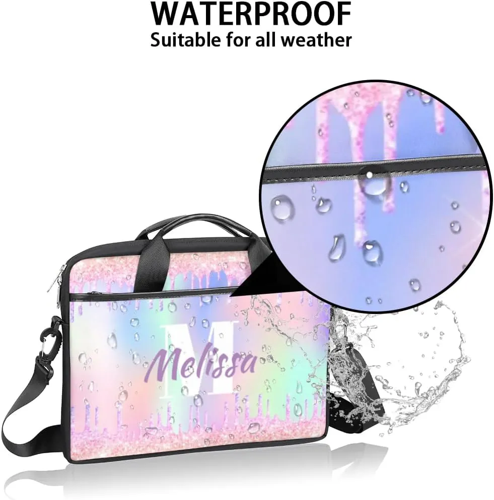 Custom Laptop Bag 15 Inch with Name Personalized Laptop Shoulder Bag for Women Men Gifts - Rainbow Dripping