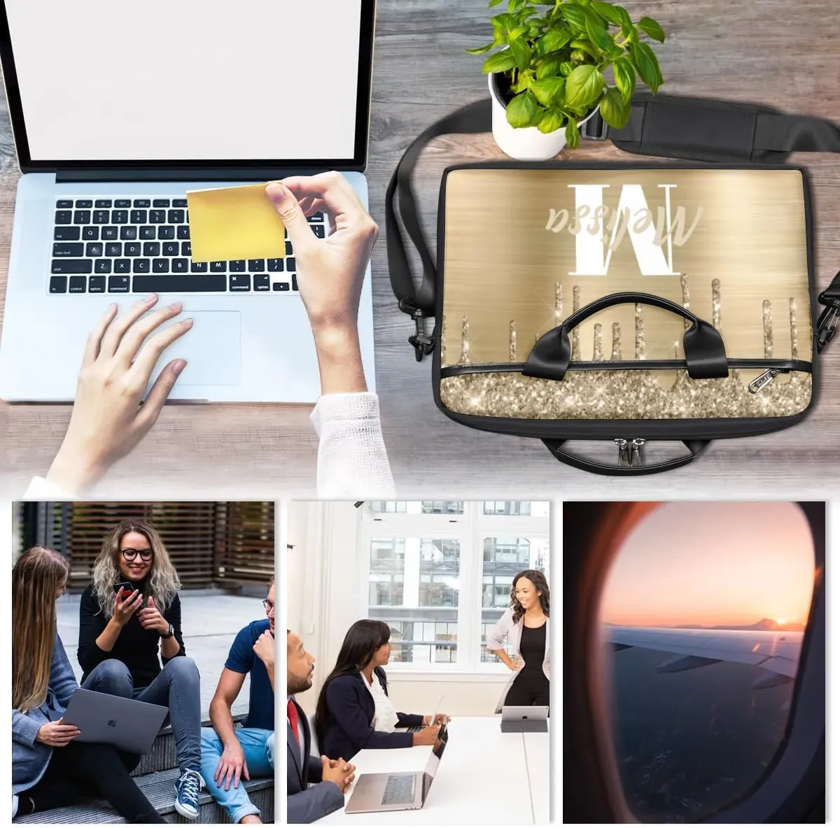 Custom Laptop Bag 15 Inch with Name Personalized Laptop Shoulder Bag for Women Men Gifts - Rainbow Dripping