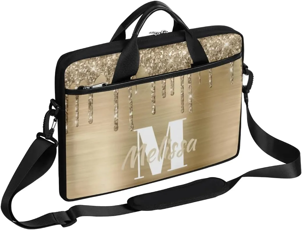 Custom Laptop Bag 15 Inch with Name Personalized Laptop Shoulder Bag for Women Men Gifts - Rainbow Dripping