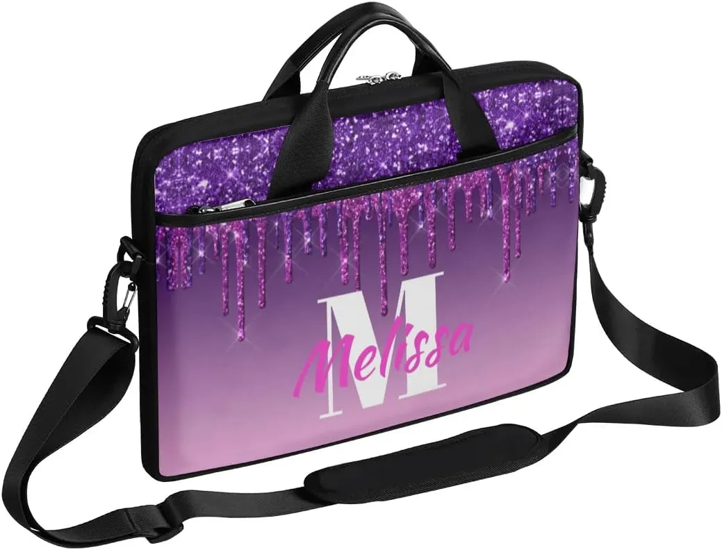 Custom Laptop Bag 15 Inch with Name Personalized Laptop Shoulder Bag for Women Men Gifts - Rainbow Dripping