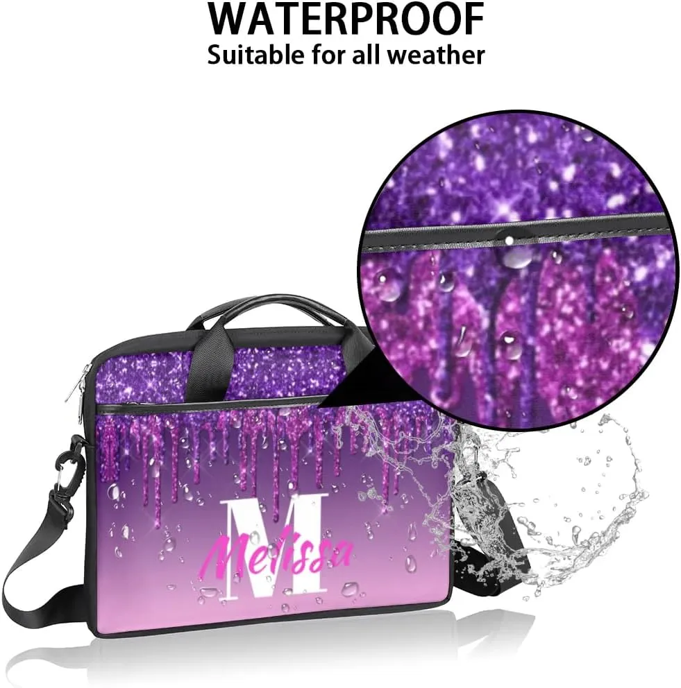 Custom Laptop Bag 15 Inch with Name Personalized Laptop Shoulder Bag for Women Men Gifts - Rainbow Dripping