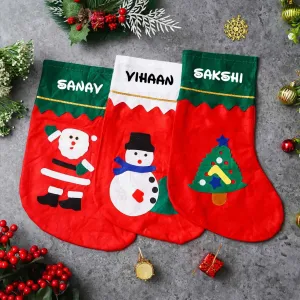Customized Christmas Decoration Socks (Set of 3 pcs) | Santa Claus Socks with Name | Christmas Stocking | Christmas Tree Socks | Christmas Gift for Kids | Christmas Socks for Chocolate Surprise