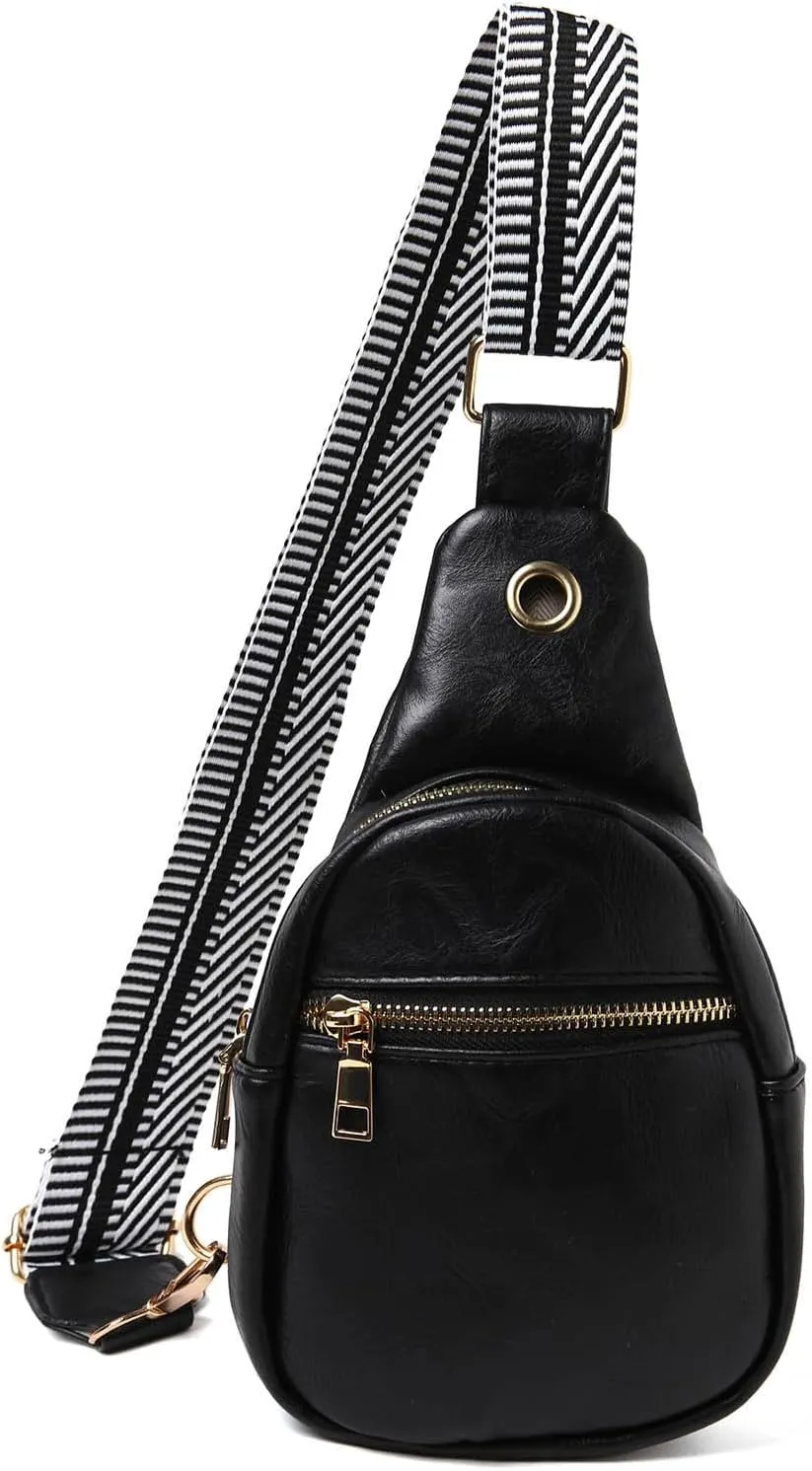 Daypack Day Pack for Man Woman Fashion Chest Bag Soft Leather Texture Crossbody Bag Large Capacity Simple Retro