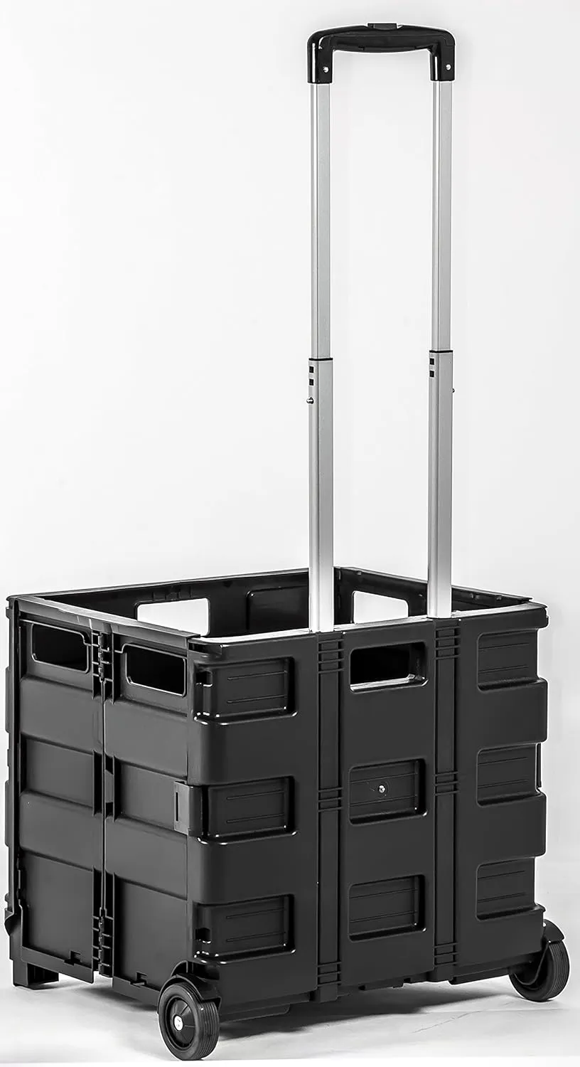 dbest products Quik Cart Topless without Lid Travel Portable Mobile Storage Collapsible Handcart Rolling Utility Heavy Duty, Black