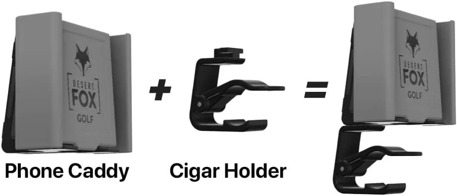 Desert Fox Golf Phone Caddy   Cigar Holder – Adjustable Golf Cart Phone Mount with Secure Cigar Clip – Hands-Free GPS & Golf App Access – Fits All Phones & Cigars (Orange)