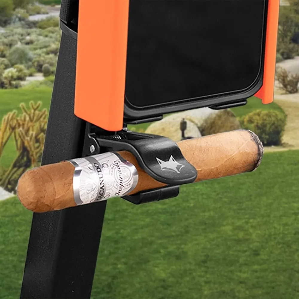Desert Fox Golf Phone Caddy   Cigar Holder – Adjustable Golf Cart Phone Mount with Secure Cigar Clip – Hands-Free GPS & Golf App Access – Fits All Phones & Cigars (Orange)