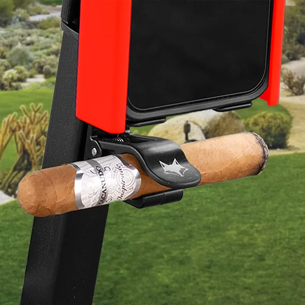 Desert Fox Golf Phone Caddy   Cigar Holder – Adjustable Golf Cart Phone Mount with Secure Cigar Clip – Hands-Free GPS & Golf App Access – Fits All Phones & Cigars (Red)