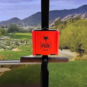 Desert Fox Golf Phone Caddy   Cigar Holder – Adjustable Golf Cart Phone Mount with Secure Cigar Clip – Hands-Free GPS & Golf App Access – Fits All Phones & Cigars (Red)