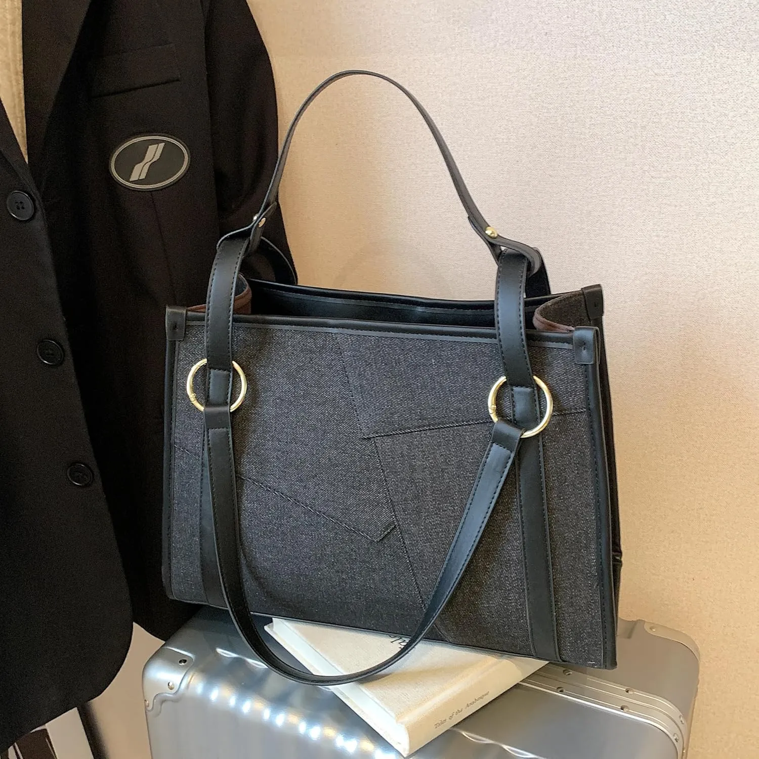 Designer Women's Denim Handbags,Jeans Tote Bags, Casual Canvas Shoulder Bags for Work,Travel