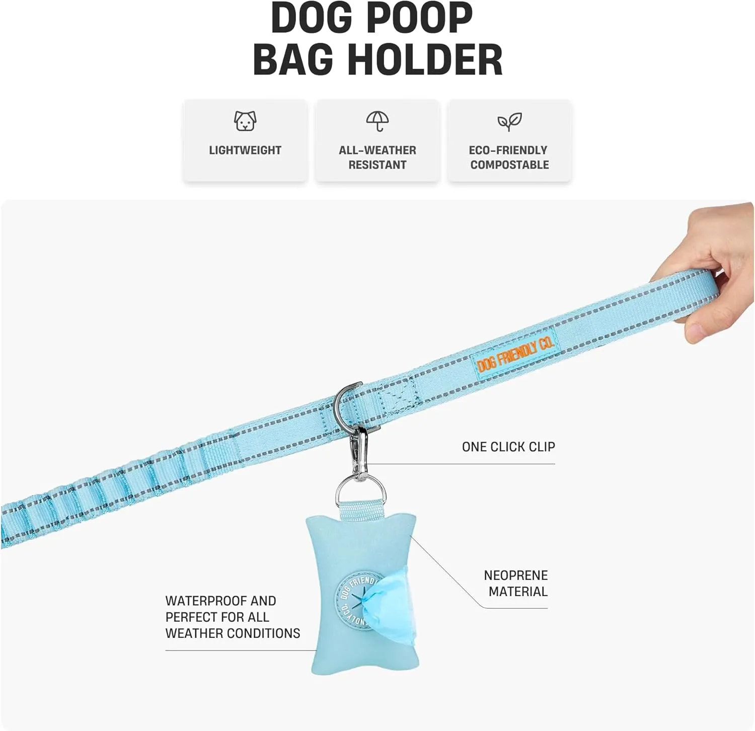DF Co. Poop Bag Holder | Neoprene Fabric for All Weather Conditions, Stylish Walking Accessory, One Click Clip | Grey Camo