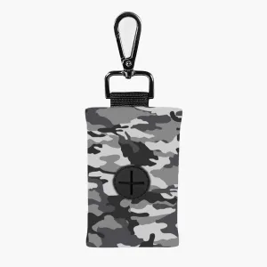 DF Co. Poop Bag Holder | Neoprene Fabric for All Weather Conditions, Stylish Walking Accessory, One Click Clip | Grey Camo