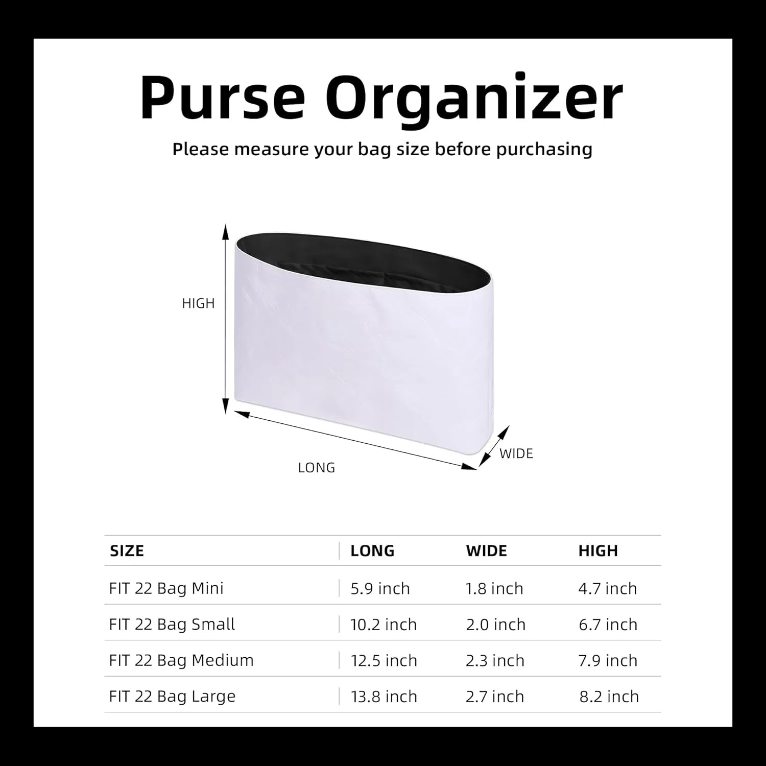 DGAZ Custom Lightweight Purse Organizer Insert for Chanel 22 Bag,Silk and Dupontpaper handbag inner for Luxury Bags(Custom,custom)