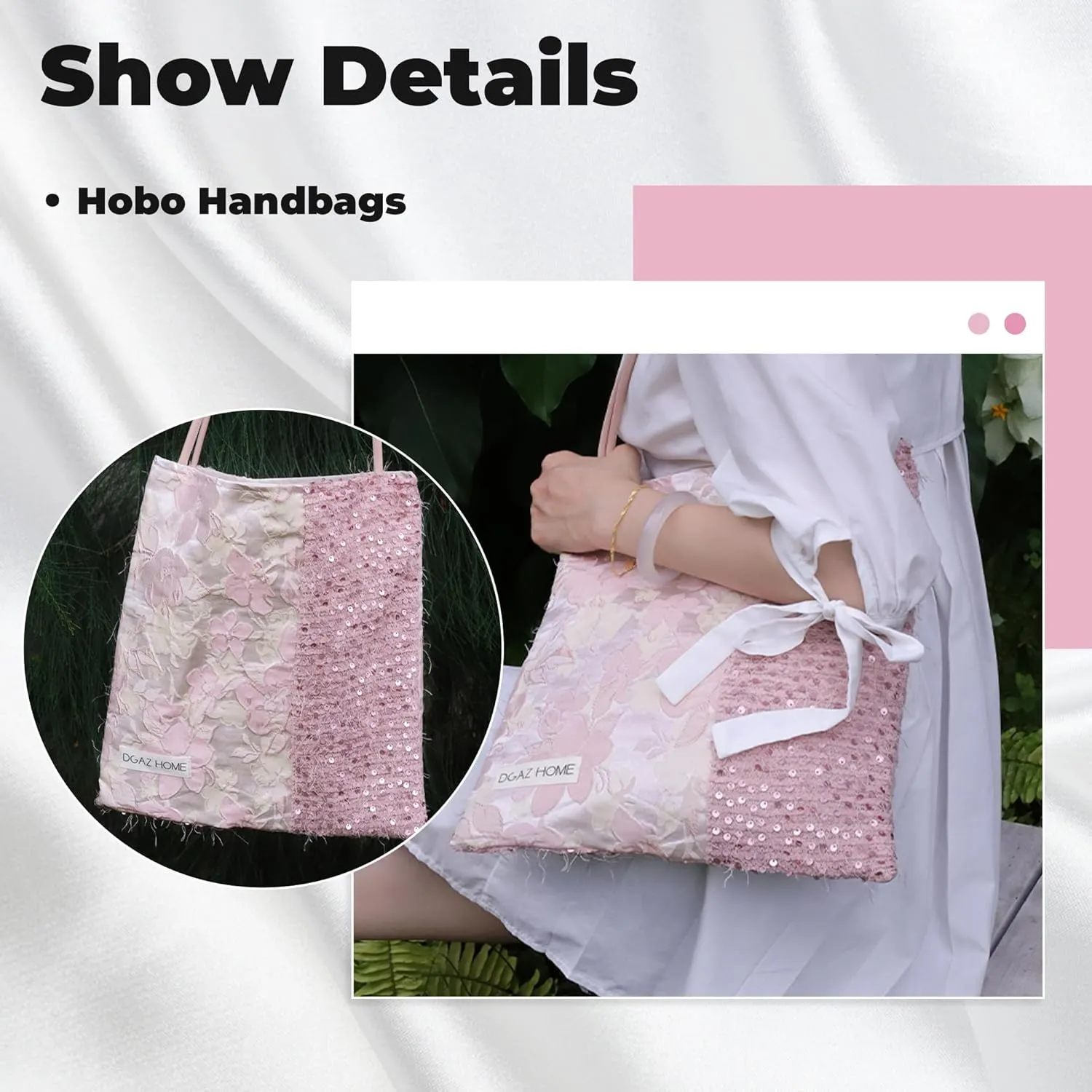 DGAZ Designer Hobo Bags for Women, Large Shoulder Bags, Luxury Tote Bag with Zipper