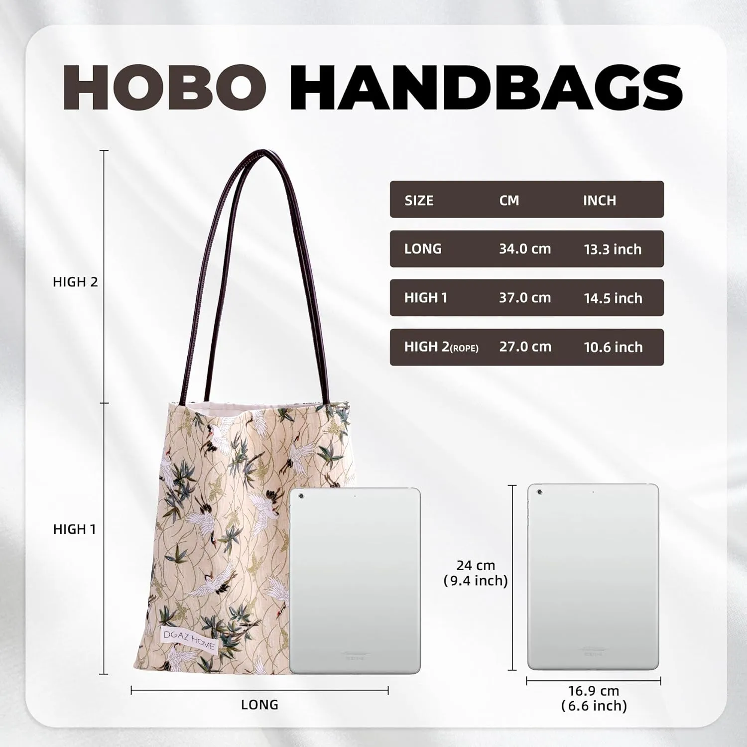 DGAZ Designer Hobo Bags for Women, Luxury Tote Bag with Zipper, Large Shoulder Bags