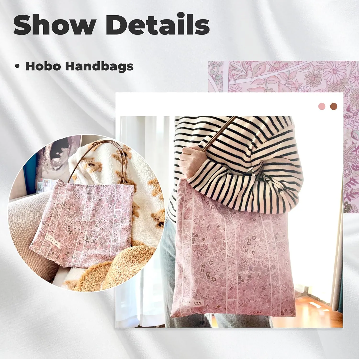 DGAZ Designer Hobo Bags for Women, Luxury Tote Bag with Zipper, Large Shoulder Bags
