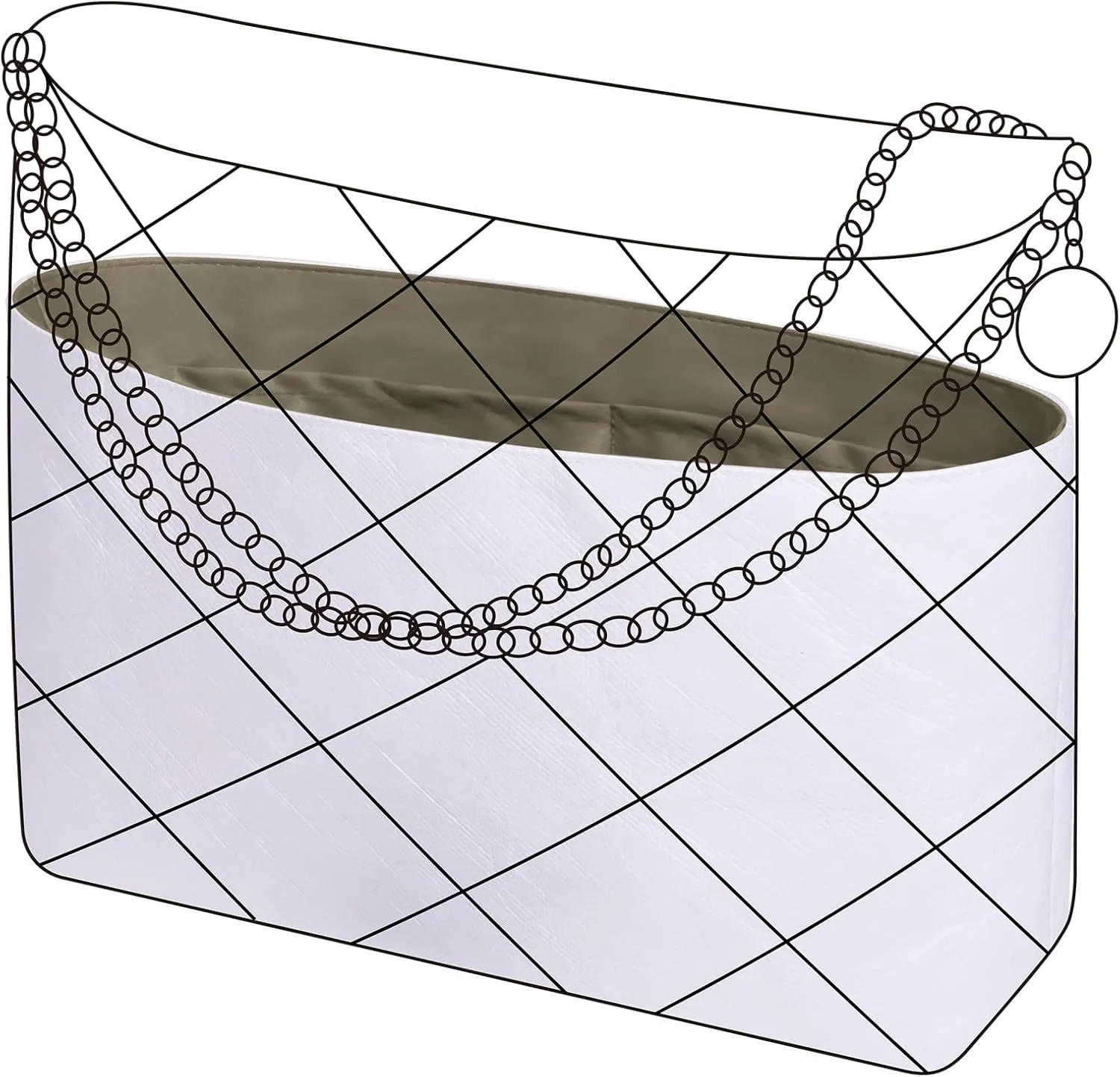 DGAZ Lightweight Purse Organizer Insert for Chanel 22 Bag,Silk and Dupontpaper handbag inner for Luxury Bags(Etoupe grey,M)