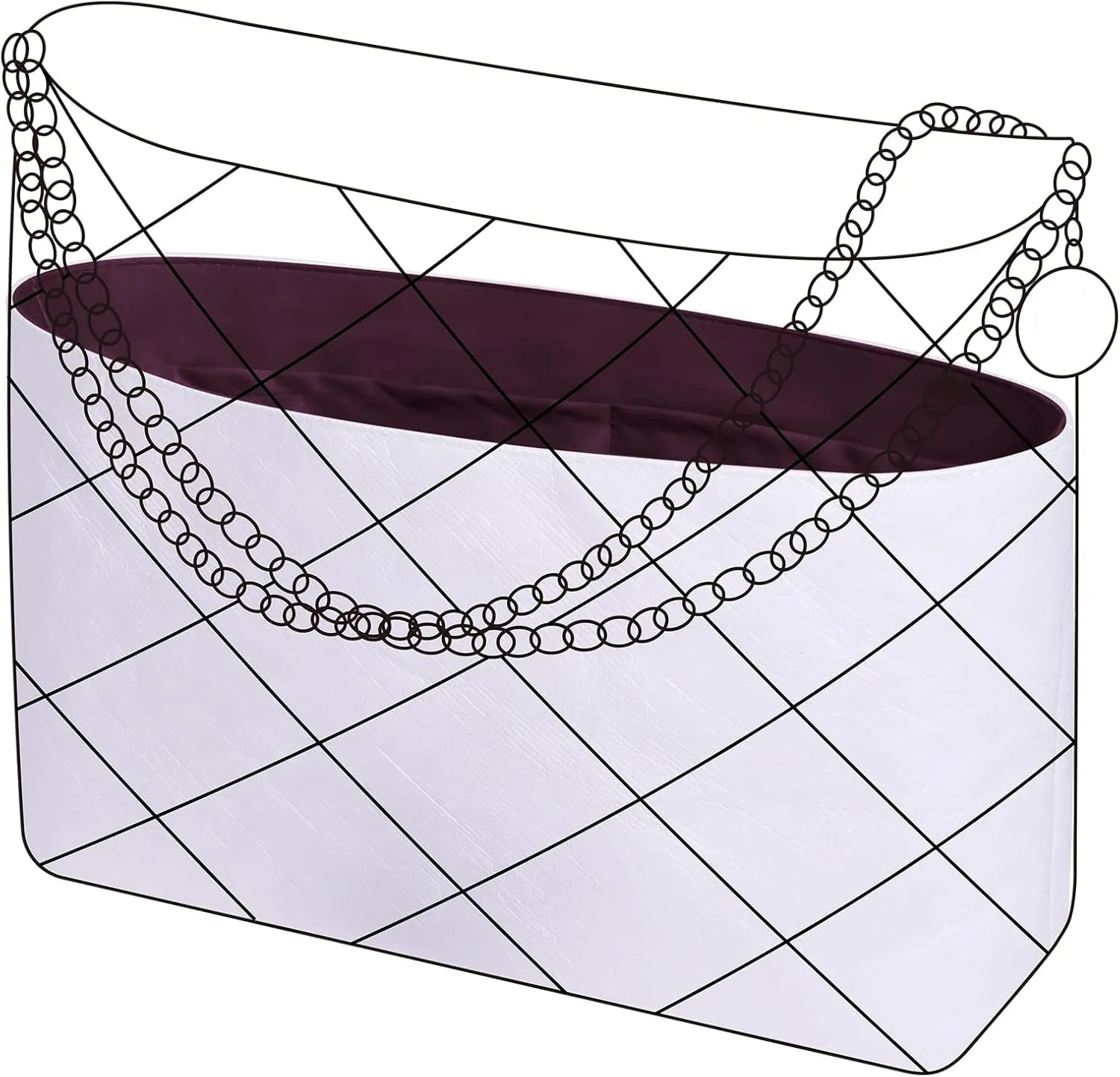 DGAZ Lightweight Purse Organizer Insert for Chanel 22 Bag,Silk and Dupontpaper handbag inner for Luxury Bags(Fuchsia,S)