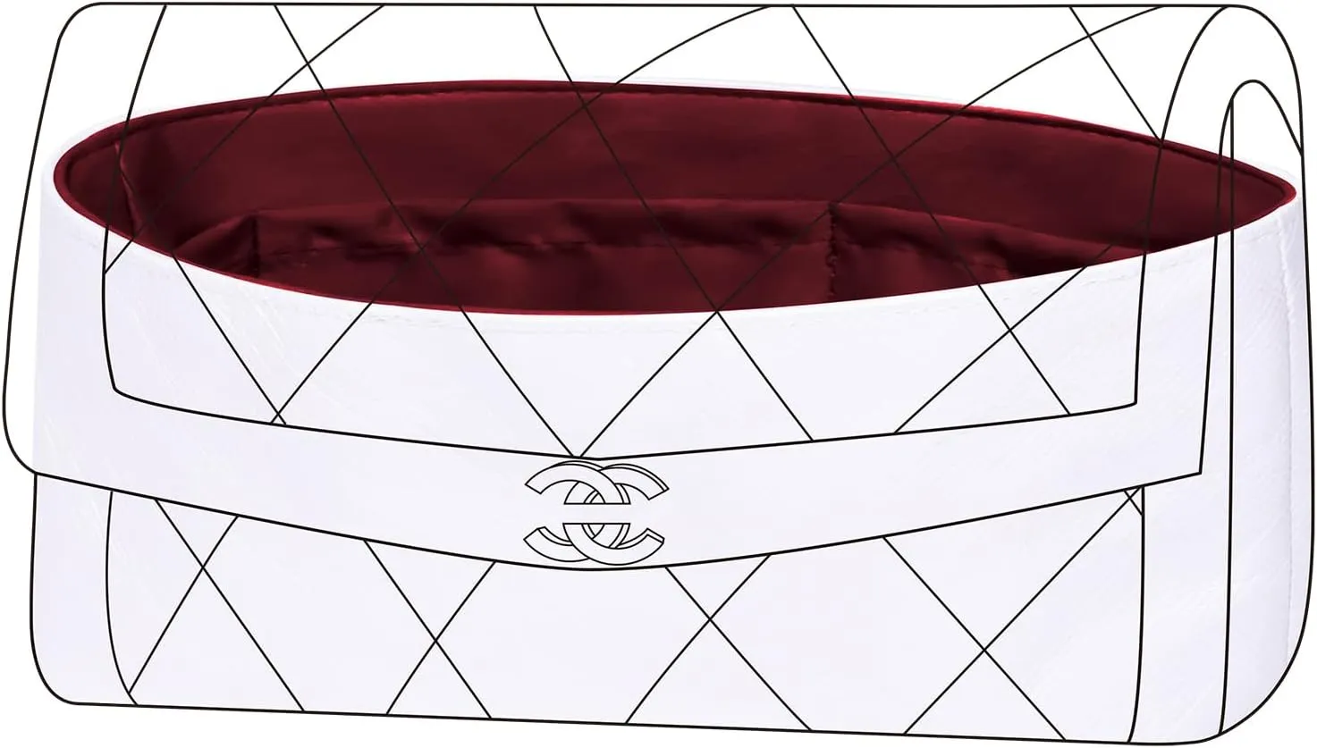 DGAZ Lightweight Purse Organizer Insert for Chanel Diana Bag,silk and DupontPaper handbag inner for Luxury Bags(Rouge Cassque,Diana Small)
