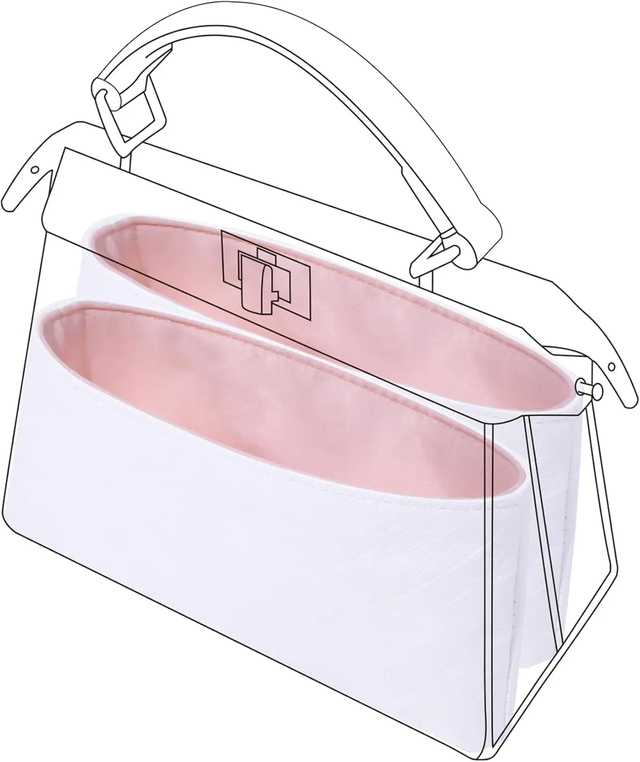 DGAZ Lightweight Purse Organizer Insert for Fendi Peekaboo Bag,silk and DupontPaper handbag inner for Luxury Bags(Pink,Peekaboo M)