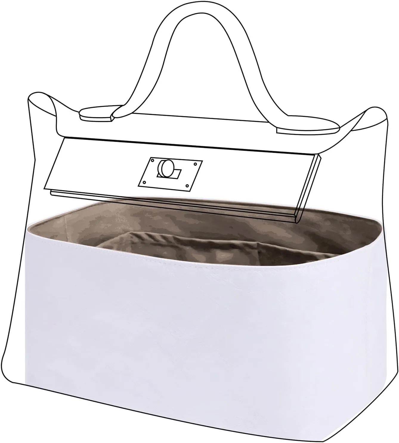 DGAZ Lightweight Purse Organizer Insert for Hermes 24/24 Bag,silk and DupontPaper handbag inner for Luxury Bags(Etoupe grey,24/24-mini)