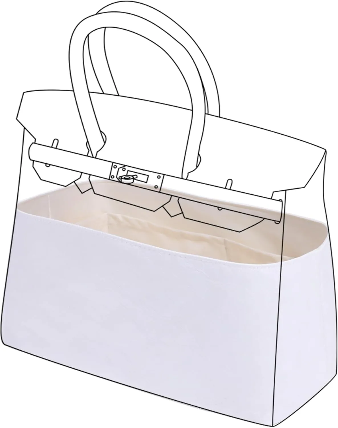DGAZ Lightweight Purse Organizer Insert for Hermes Birkin Bag,Silk and Dupontpaper handbag inner for Luxury Bags(Craie,BK25)