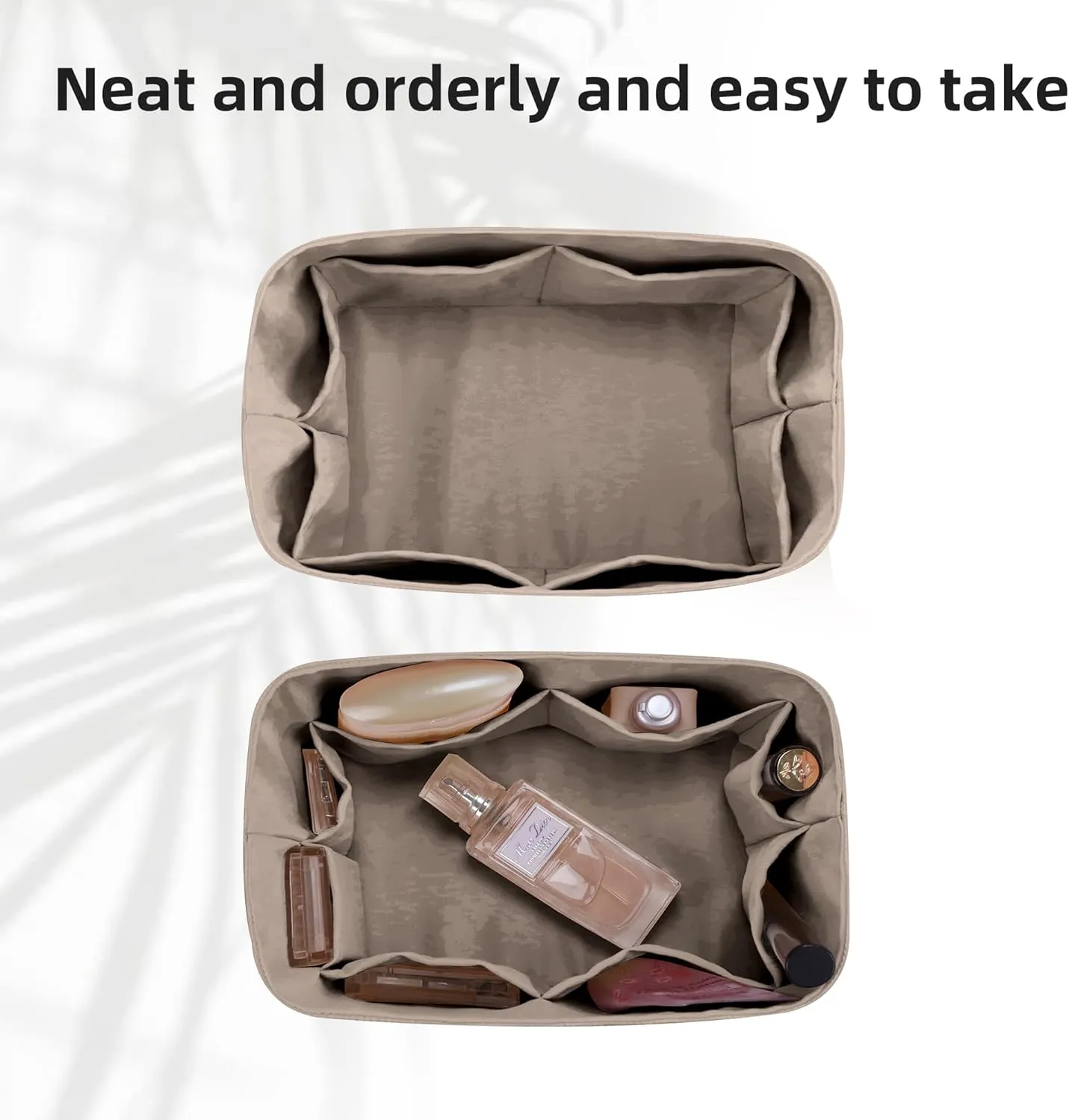 DGAZ Lightweight Purse Organizer Insert for Hermes Birkin Bag,Silk and Dupontpaper handbag inner for Luxury Bags(Etoupe grey,BK25)