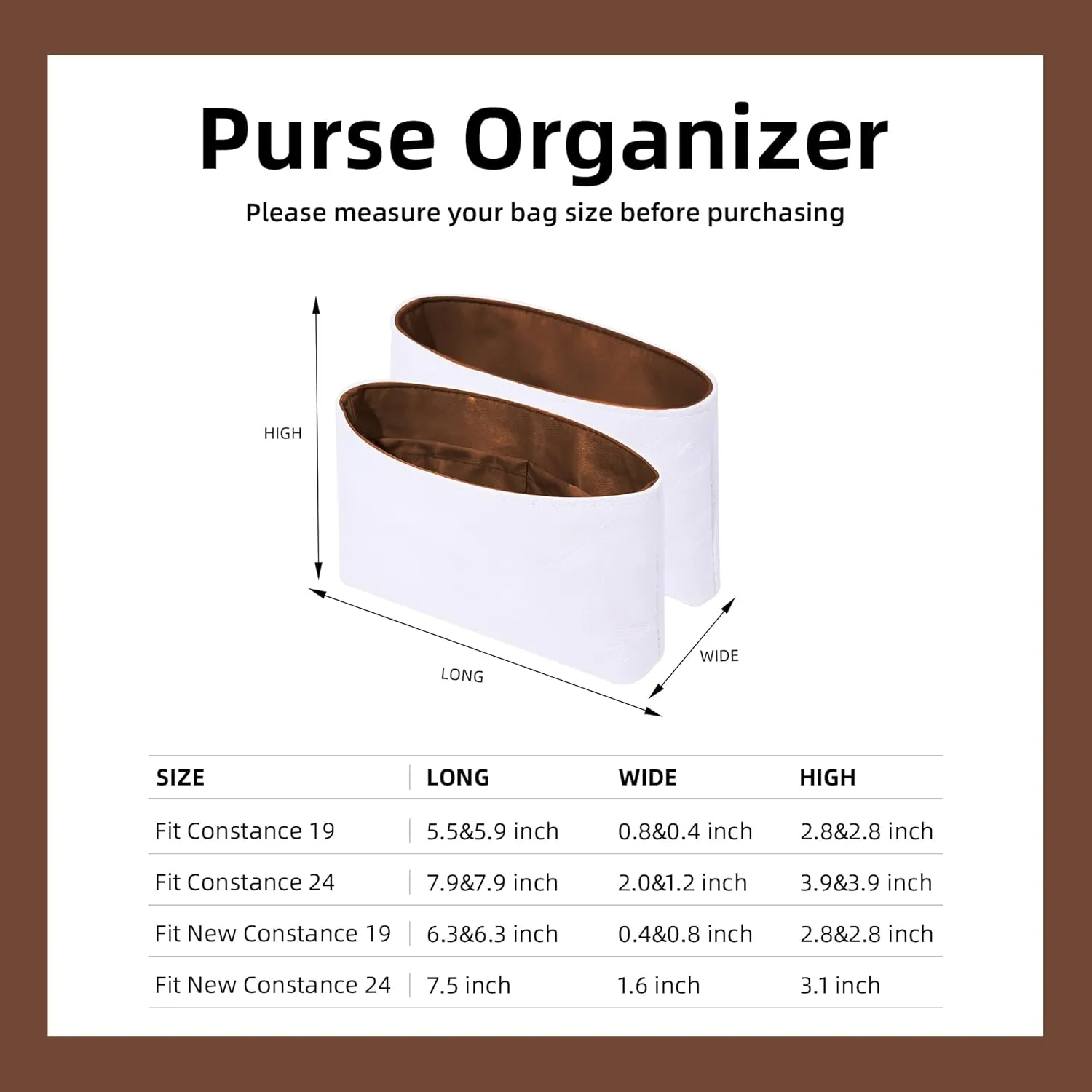 DGAZ Lightweight Purse Organizer Insert for Hermes Constance Bag,Silk and Dupontpaper handbag inner for Luxury Bags(Gold,newC19)