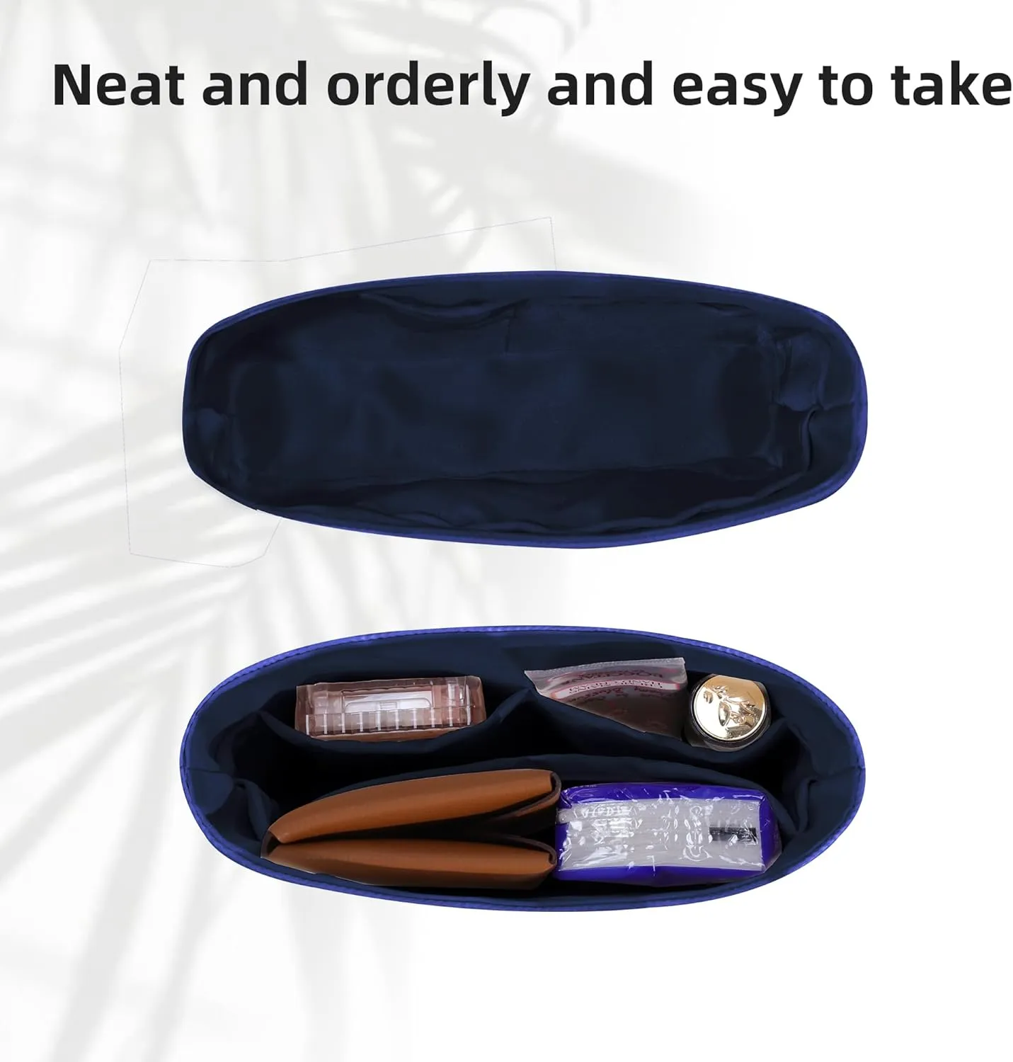 DGAZ Lightweight Purse Organizer Insert for Hermes Evelyne Bag,Silk and Dupontpaper handbag inner for Luxury Bags(Blue nuit,TPM)