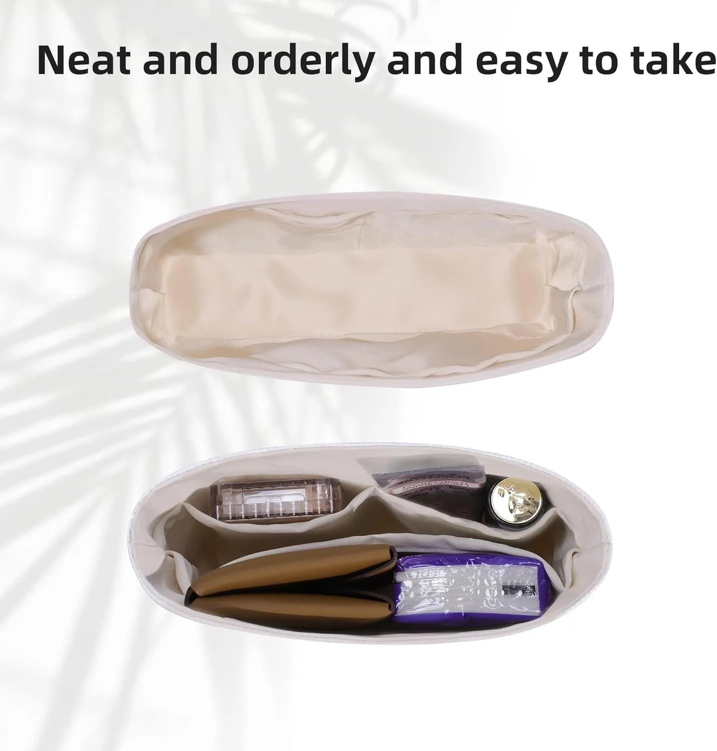 DGAZ Lightweight Purse Organizer Insert for Hermes Evelyne Bag,Silk and Dupontpaper handbag inner for Luxury Bags(Craie,TPM)