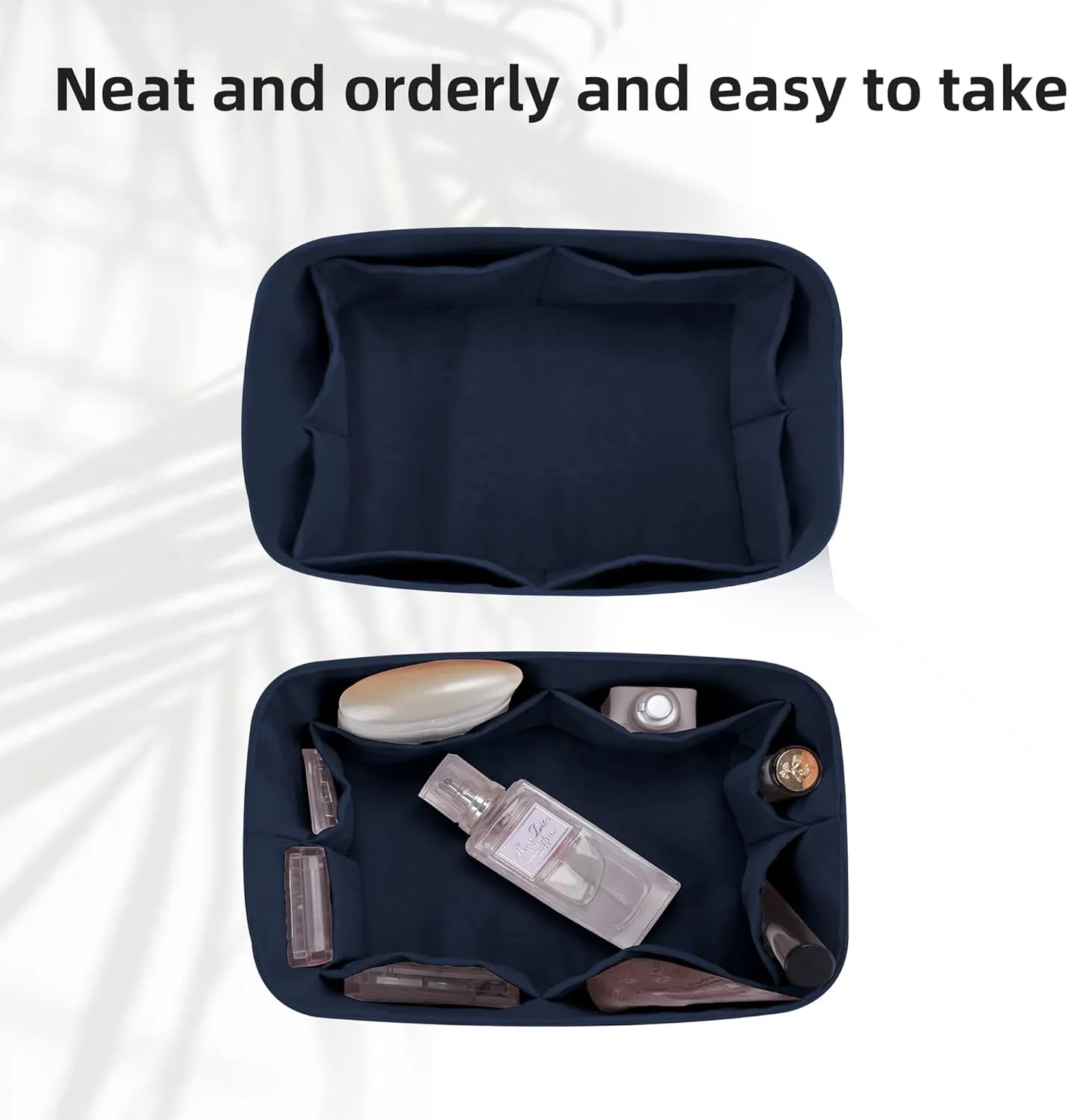 DGAZ Lightweight Purse Organizer Insert for Hermes Garden Party Bag,silk and DupontPaper handbag inner for Luxury Bags(Blue nuit,GP36)