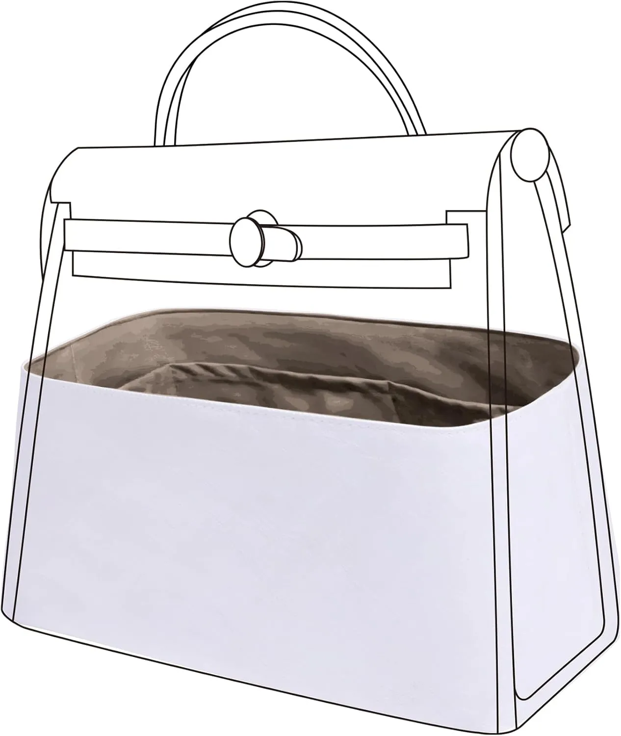 DGAZ Lightweight Purse Organizer Insert for Hermes Herbag,silk and DupontPaper handbag inner for Luxury Bags(Etoupe Grey,H19)
