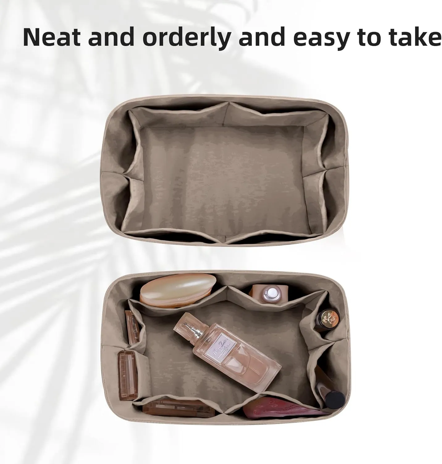 DGAZ Lightweight Purse Organizer Insert for Hermes Herbag,silk and DupontPaper handbag inner for Luxury Bags(Etoupe Grey,H19)
