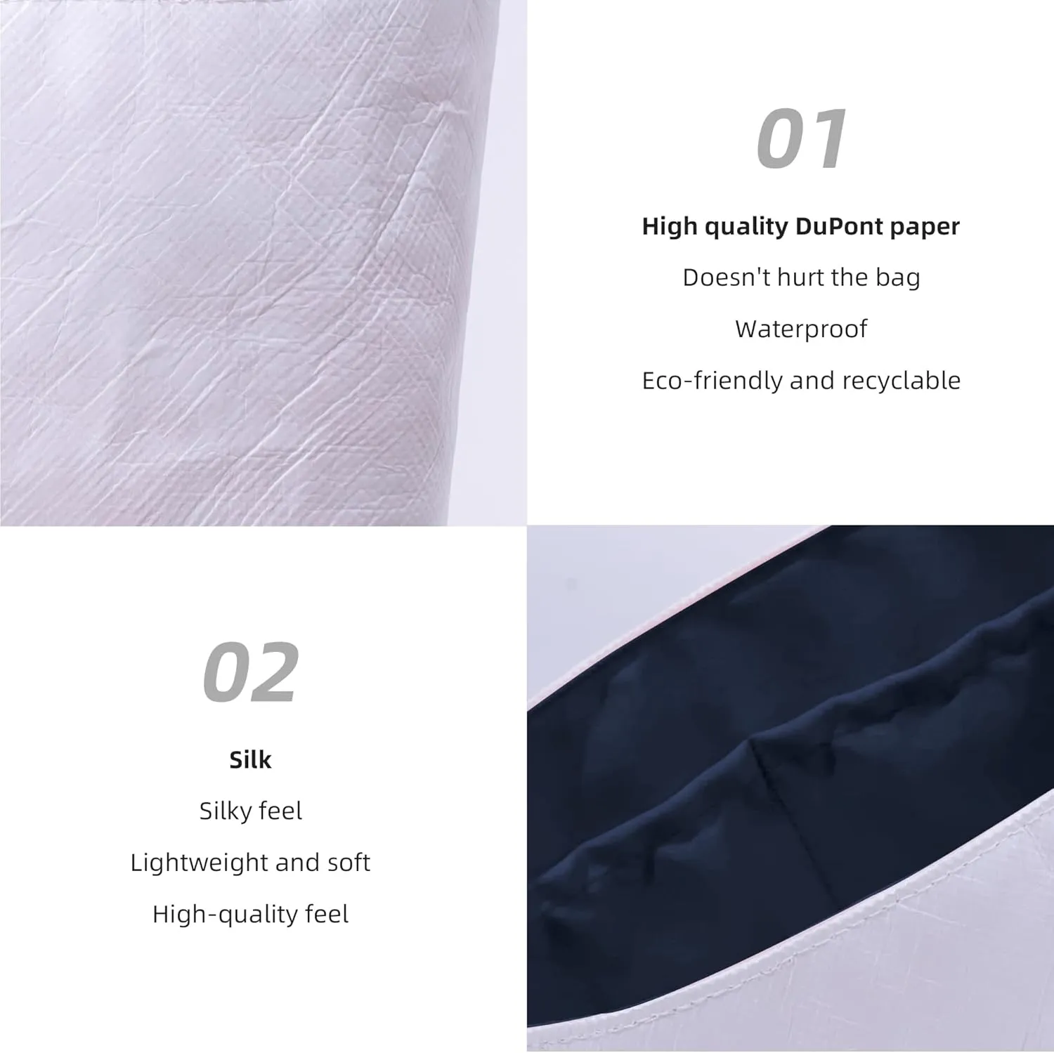DGAZ Lightweight Purse Organizer Insert for Longchamp LE PLIAGE Backpack Bag,silk and DupontPaper handbag inner for Luxury Bags(Blue nuit)