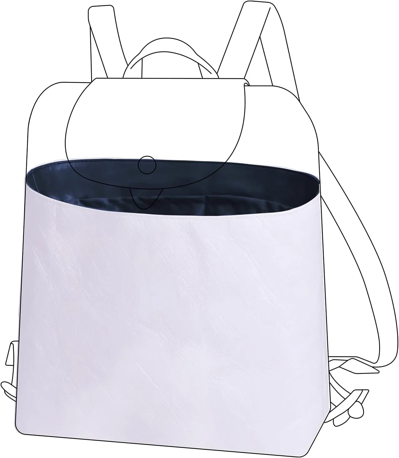 DGAZ Lightweight Purse Organizer Insert for Longchamp LE PLIAGE Backpack Bag,silk and DupontPaper handbag inner for Luxury Bags(Blue nuit)