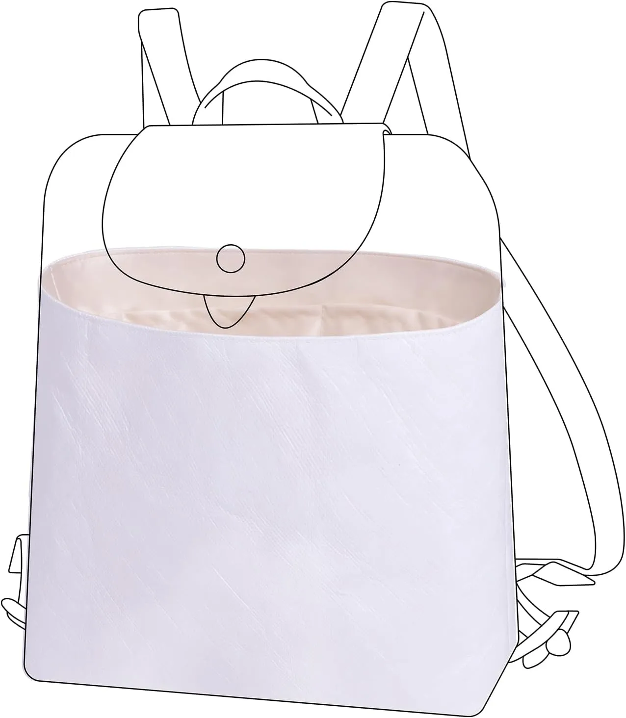 DGAZ Lightweight Purse Organizer Insert for Longchamp LE PLIAGE Backpack Bag,silk and DupontPaper handbag inner for Luxury Bags(Craie)