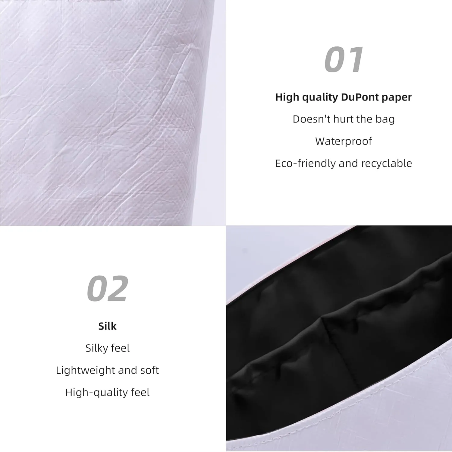 DGAZ Lightweight Purse Organizer Insert for Longchamp Le Pliage Original Series Bag,silk and DupontPaper handbag inner for Luxury Bags(Black,LE PLIAGE S（Handle height: about 9 cm）)