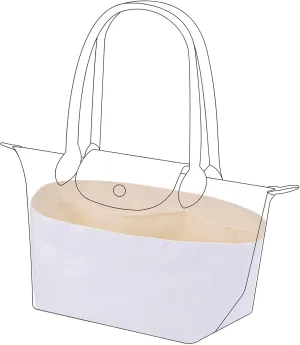 DGAZ Lightweight Purse Organizer Insert for Longchamp Le Pliage Original Series Bag,silk and DupontPaper handbag inner for Luxury Bags(Craie,LE PLIAGE L（Handle height: about 25 cm）)