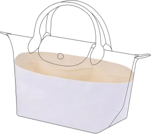 DGAZ Lightweight Purse Organizer Insert for Longchamp Le Pliage Original Series Bag,silk and DupontPaper handbag inner for Luxury Bags(Craie,LE PLIAGE S（Handle height: about 9 cm）)