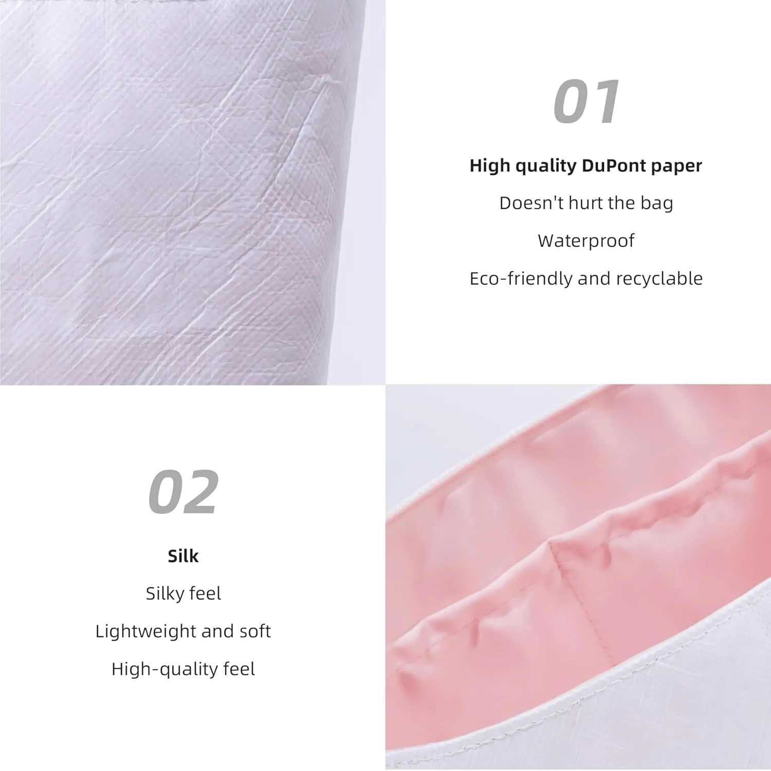 DGAZ Lightweight Purse Organizer Insert for Longchamp Le Pliage Original Series Bag,silk and DupontPaper handbag inner for Luxury Bags(Pink,LE PLIAGE Mini)