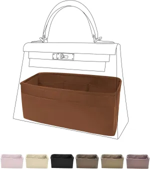 DGAZ Luxury Handbag & Tote Organizer, Silk Purse Organizer, Fits mini Kelly Bags (Gold, miniKelly2)