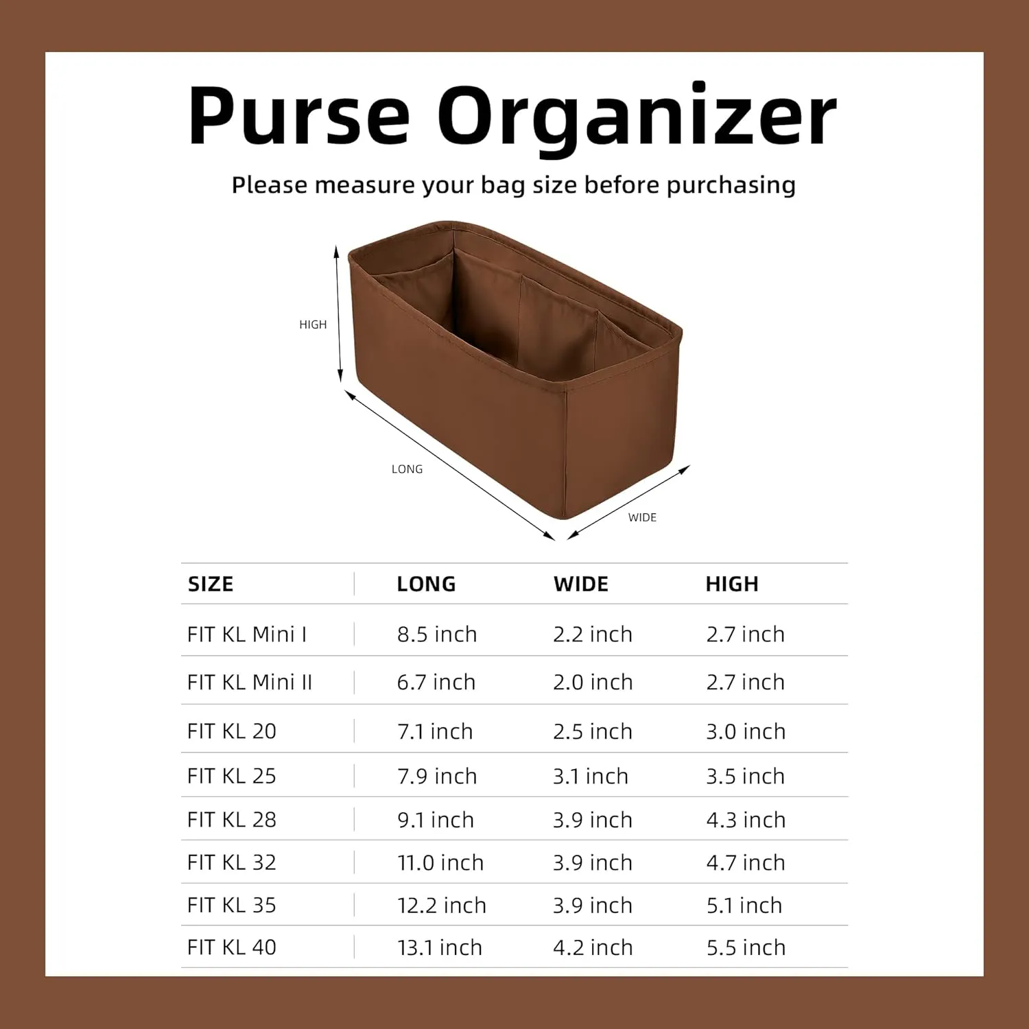DGAZ Luxury Handbag & Tote Organizer, Silk Purse Organizer, Fits mini Kelly Bags (Gold, miniKelly2)