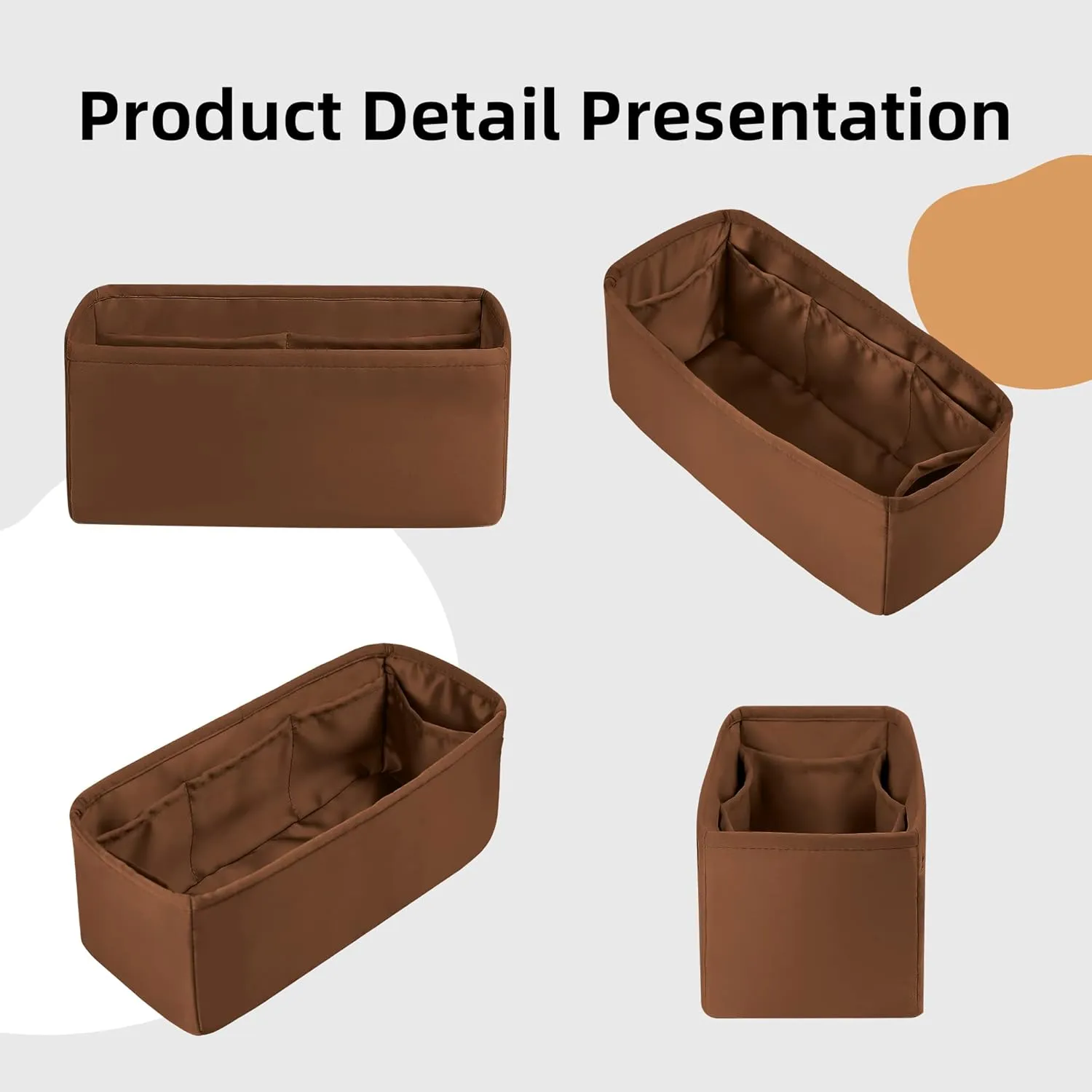 DGAZ Luxury Handbag & Tote Organizer, Silk Purse Organizer, Fits mini Kelly Bags (Gold, miniKelly2)