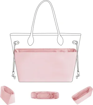 DGAZ Purse Organizer Insert Fits Neverfull-Mini/PM/MM/GM Bags，Silk Bag Organizer，Luxury Handbag & Tote Shaper（PM, Pink）