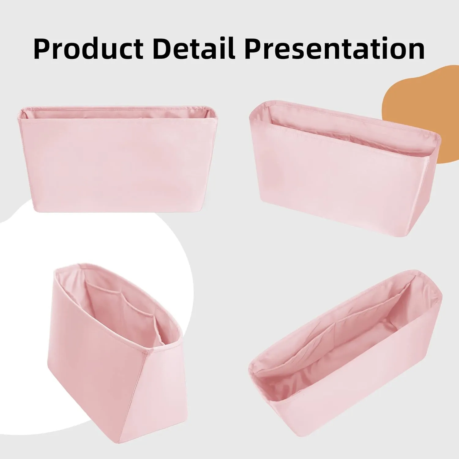 DGAZ Purse Organizer Insert Fits Neverfull-Mini/PM/MM/GM Bags，Silk Bag Organizer，Luxury Handbag & Tote Shaper（PM, Pink）