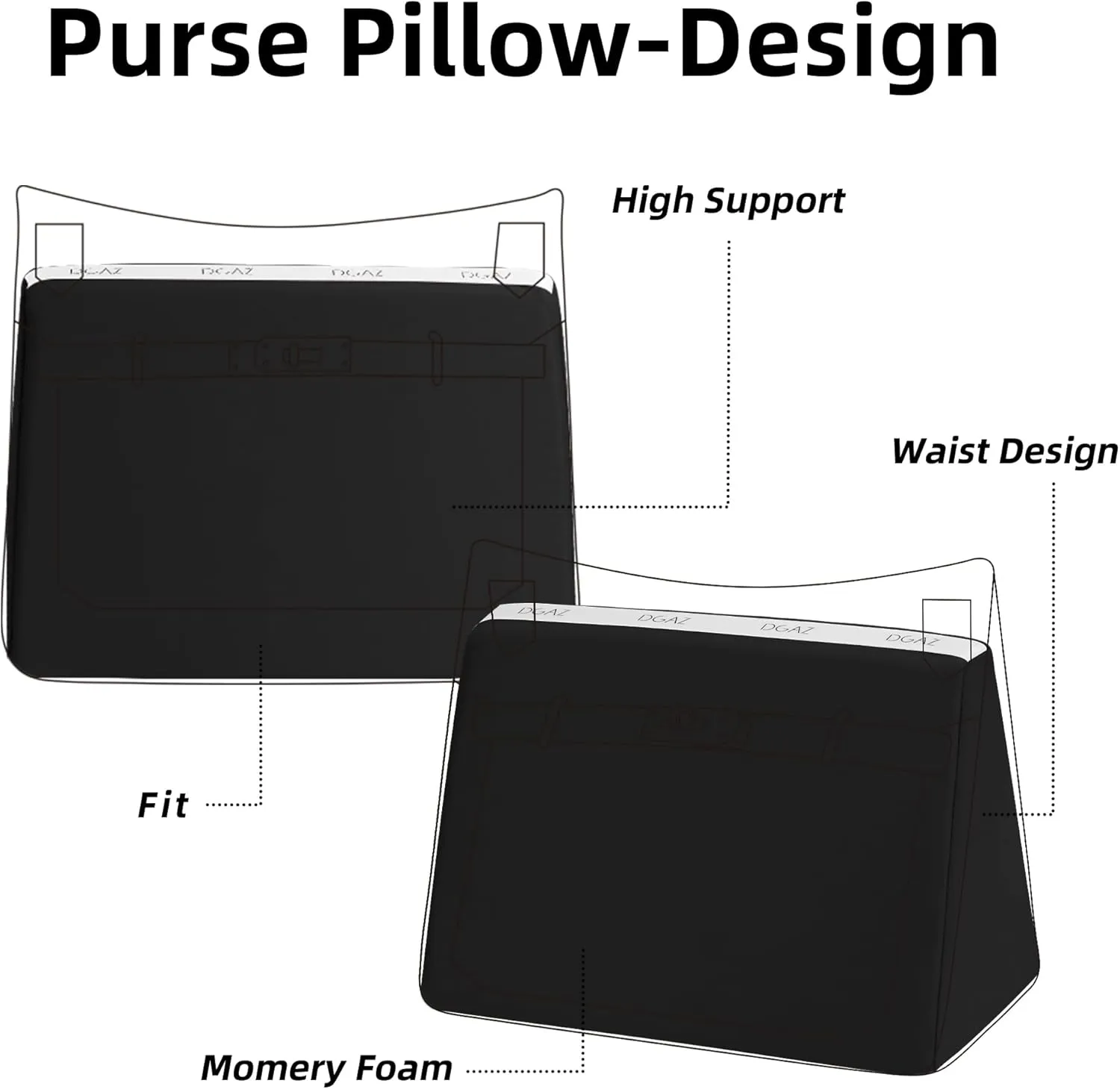 DGAZ Purse Pillow Insert for Hermes Jypsiere bags, Memory Foam, Silky Pillow Shaper for Luxury Handbags(Black,Jypsiere 31)