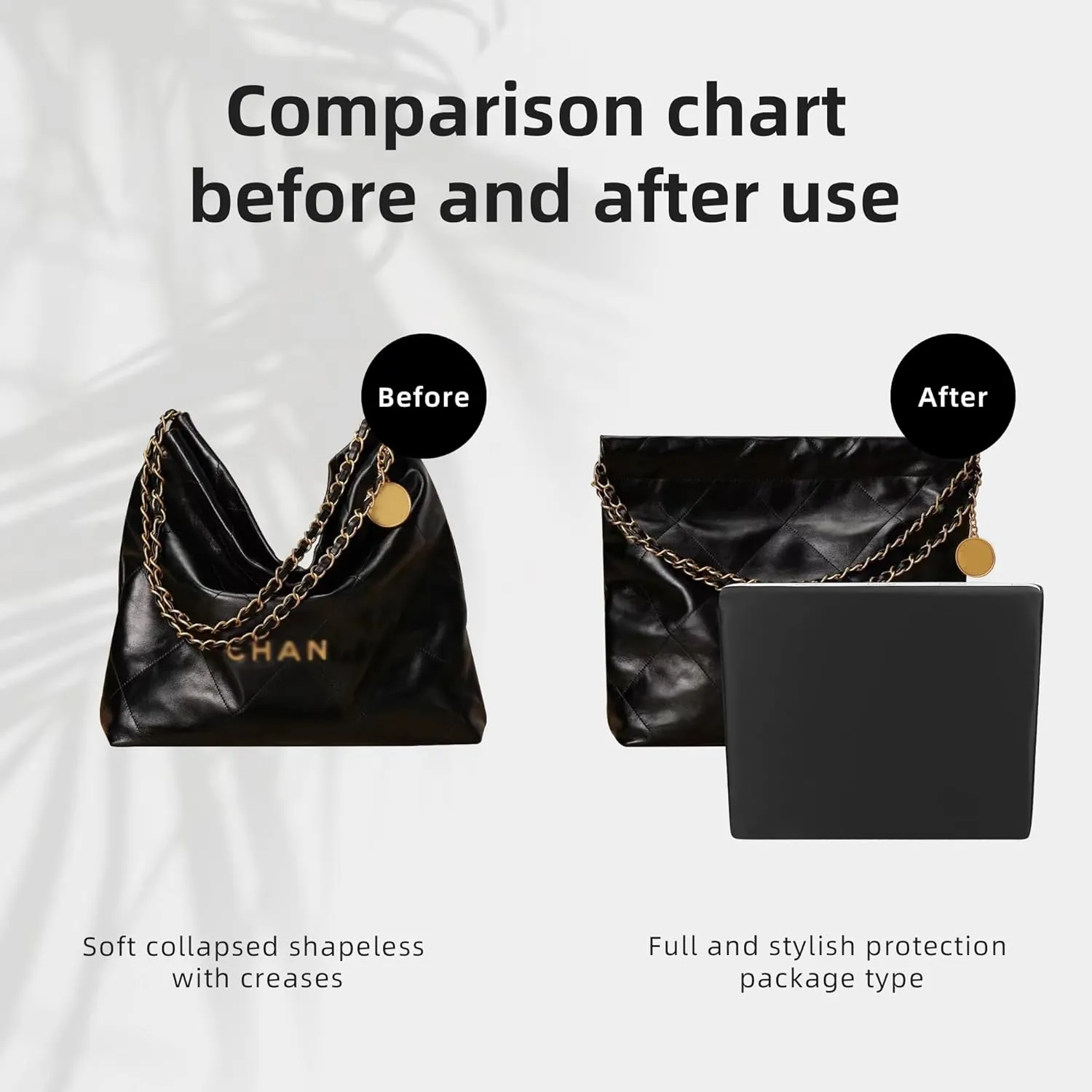 DGAZ Purse Pillow Shaper Insert for Chanel 22 Bags, Silky Pillow Shaper for Luxury Handbags(Black,Small)